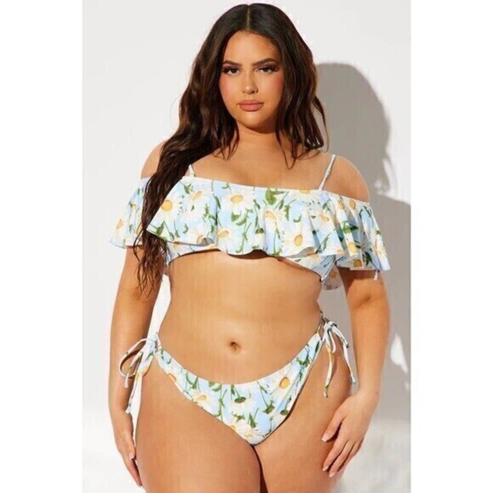 Floral Bandeau High Waist 2 Piece Bikini Size large‎ RefM034